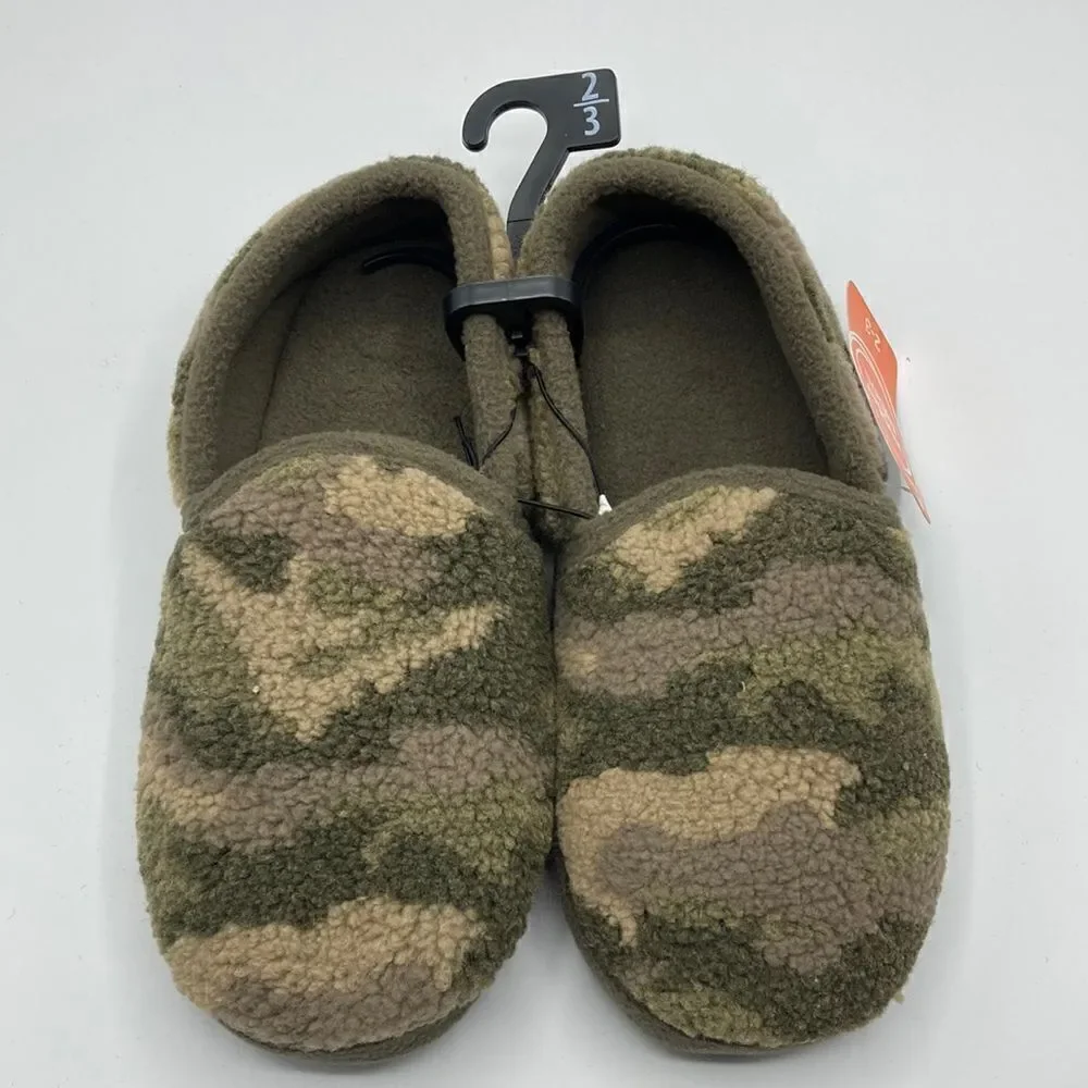 Little Boys Fuzzy Sherpa Camo Indoor Outdoor Slippers Shoes Size 2/3